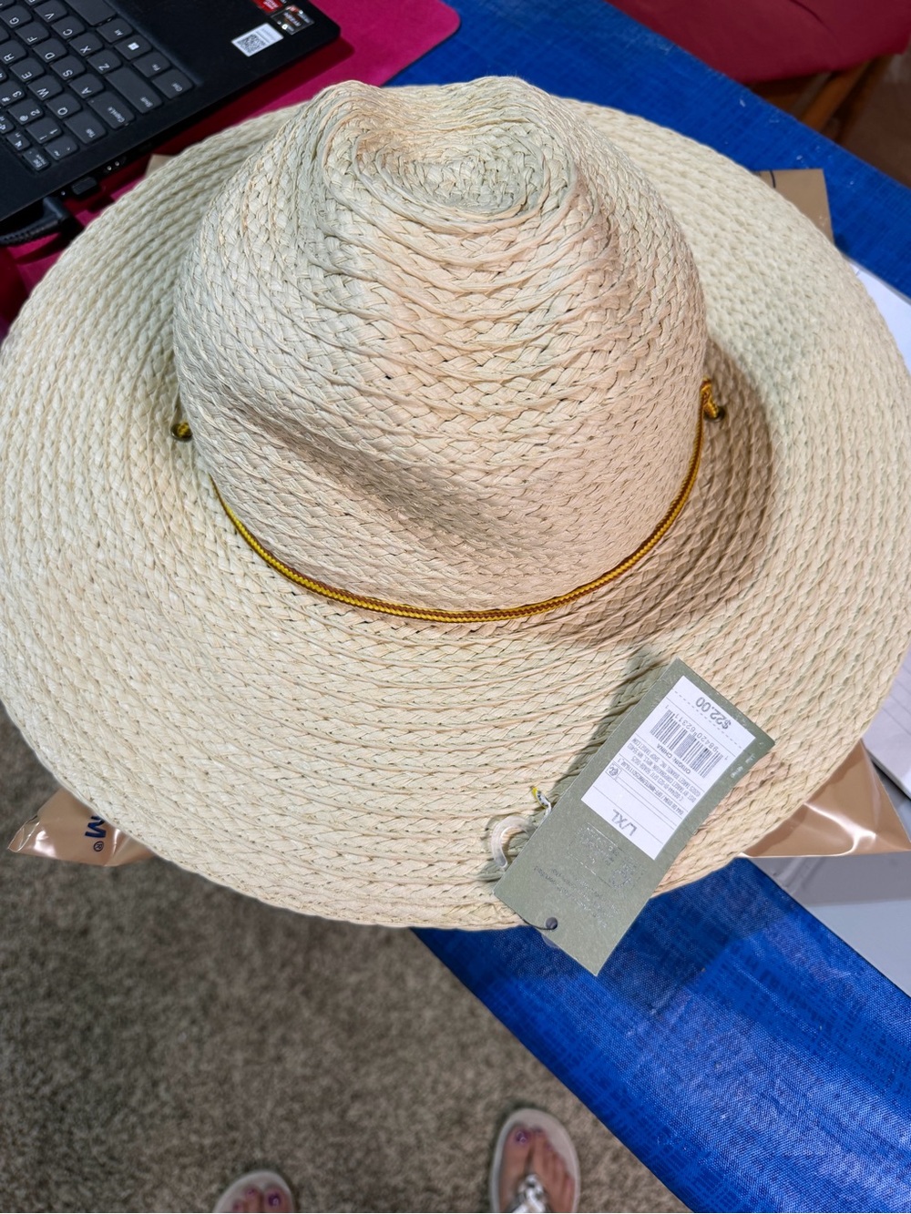 Goodfellow & Co Natural Straw Wide-Brim Hat with Gold Cord